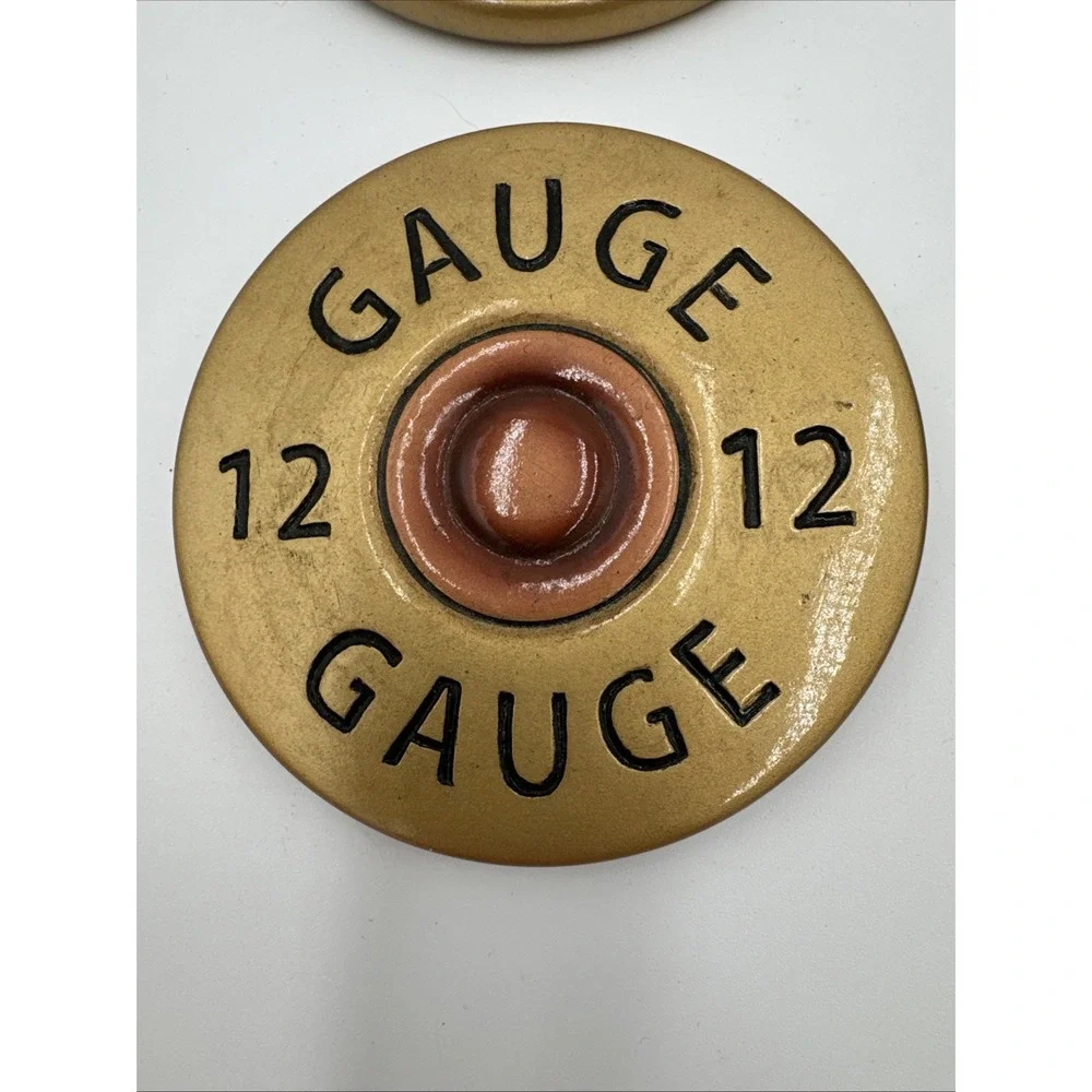 Shotgun Shell 4 Coaster‎ Set + Holder Big Sky Carvers Copper Brass Look Resin